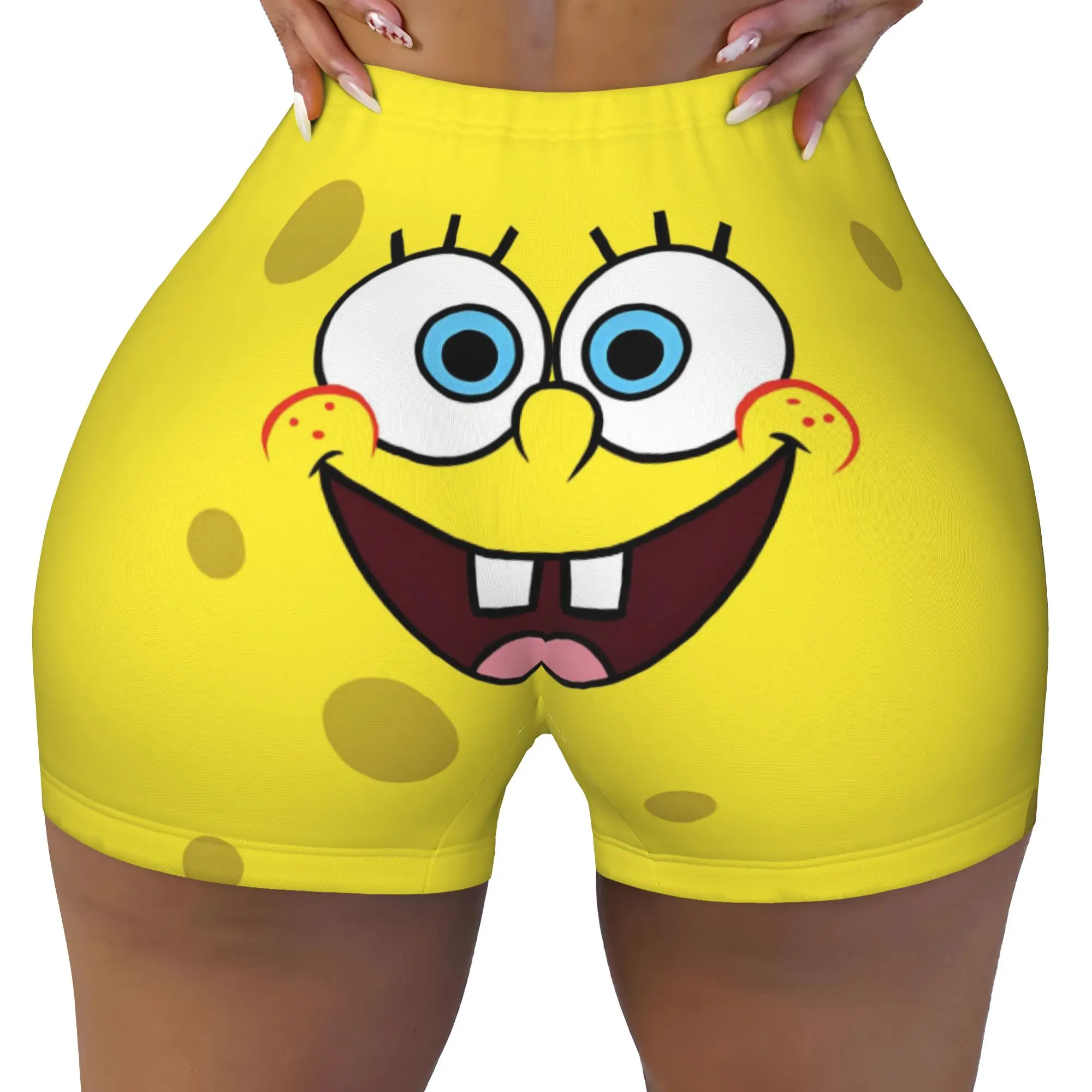 Custom Women S-Sponged Anime Bobed Workout Yoga Shorts Cartoon Gym Athletic Volleyball Biker Shorts