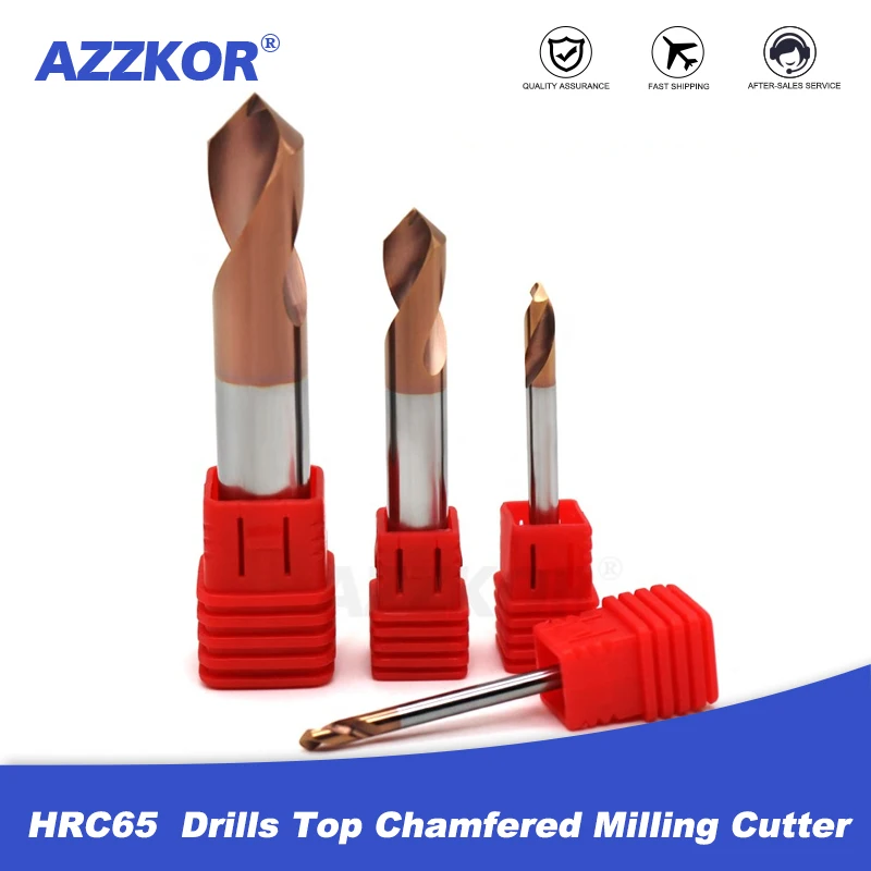Dao Phay Hợp Kim Phủ Thép Vonfram Công Cụ Nhôm CNC Maching 1 Lưỡi Dao HRC65 Điểm Khoan Đầu Vát Cạnh Dao Phay