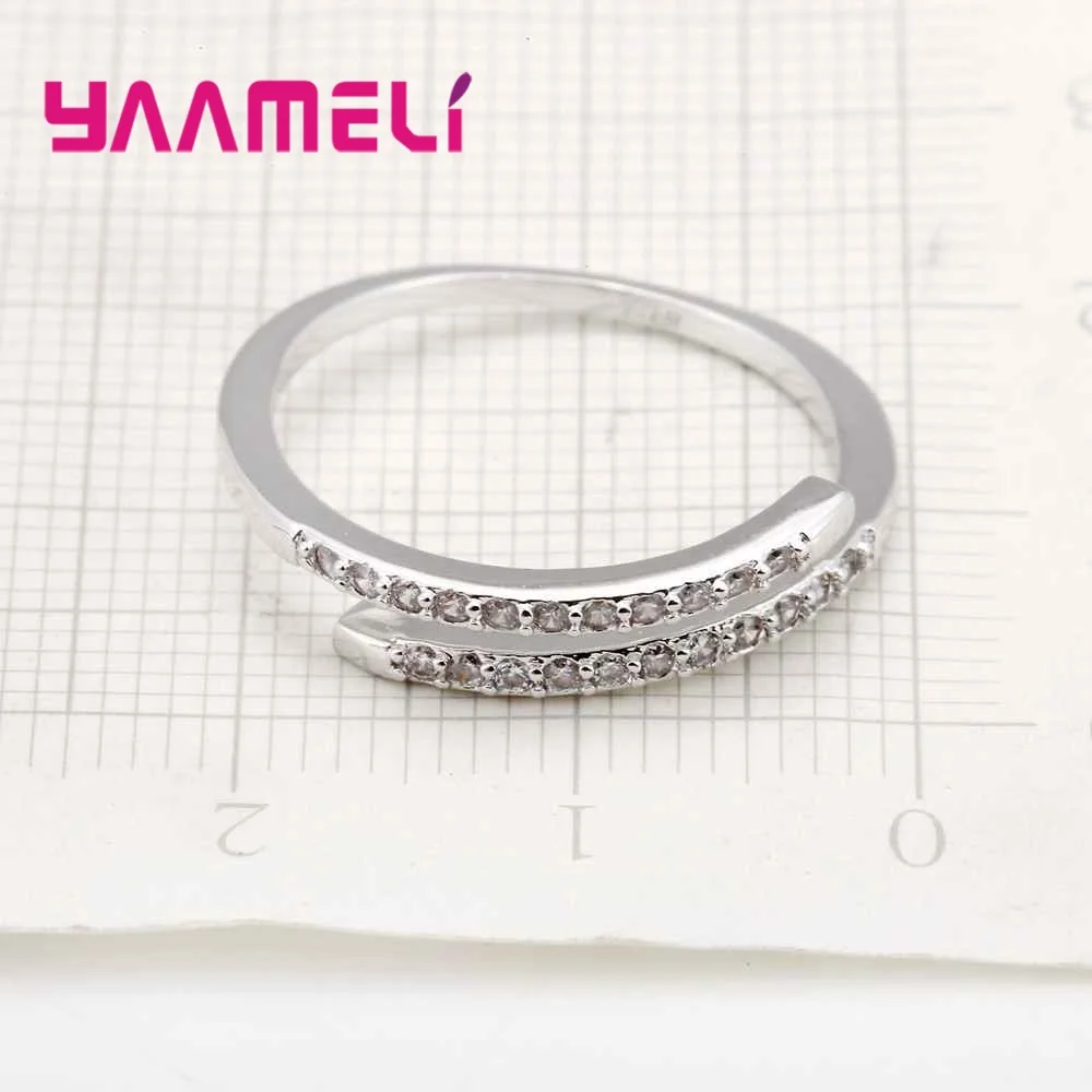 Women's 925 Sterling Silver Thin Ring with White Zircons