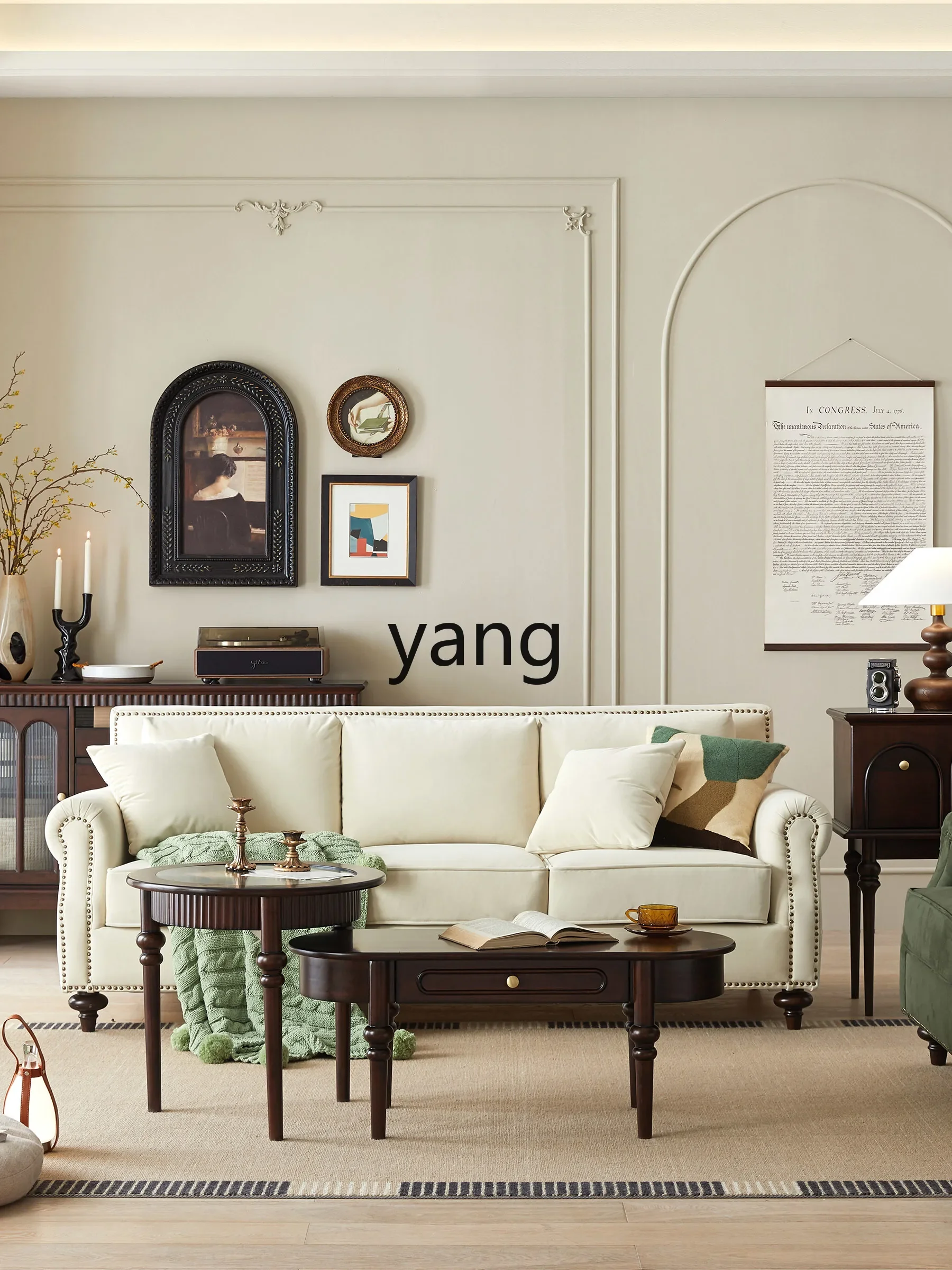 CX simple fabric sofa small apartment living room three people straight row