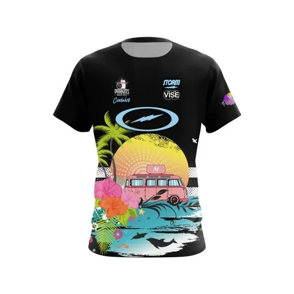 2025 جديد ثلاثية الأبعاد الطباعة العاصفة سلسلة الرجال والنساء التجفيف السريع تنفس الرياضة الجولة الرقبة البولينج قميص تي شيرت