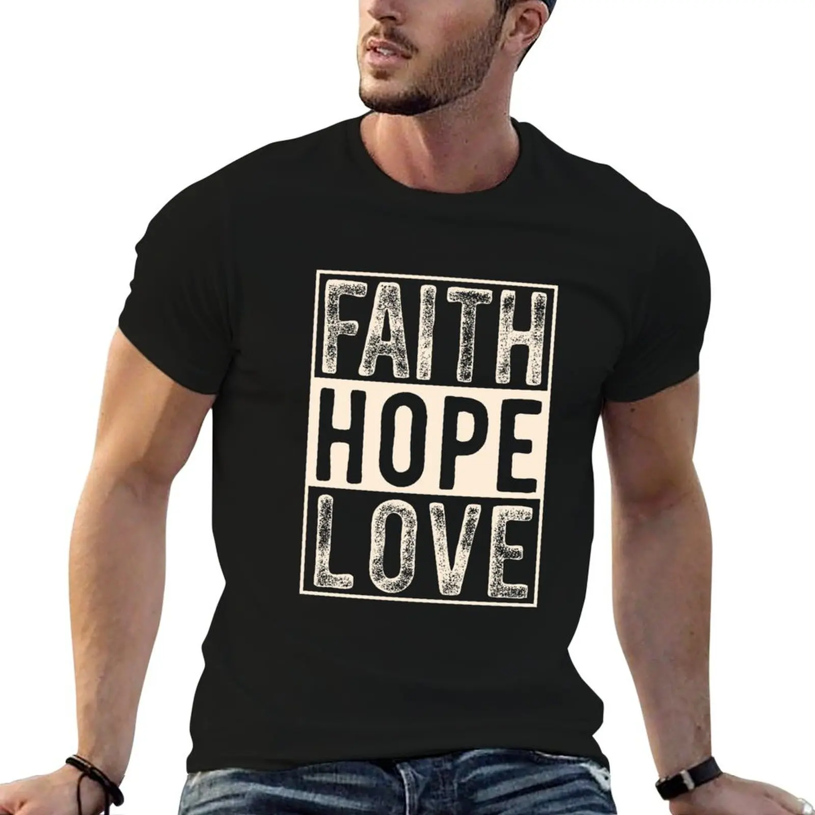 T-shirt Faith Hope Love à manches courtes pour le travail quotidien