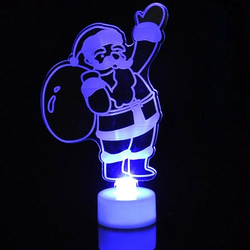 LED Christmas Colorful Night Light Ornaments Santa Claus Snowman Christmas Tree Decorations Wedding New Year Party Supplies Gift