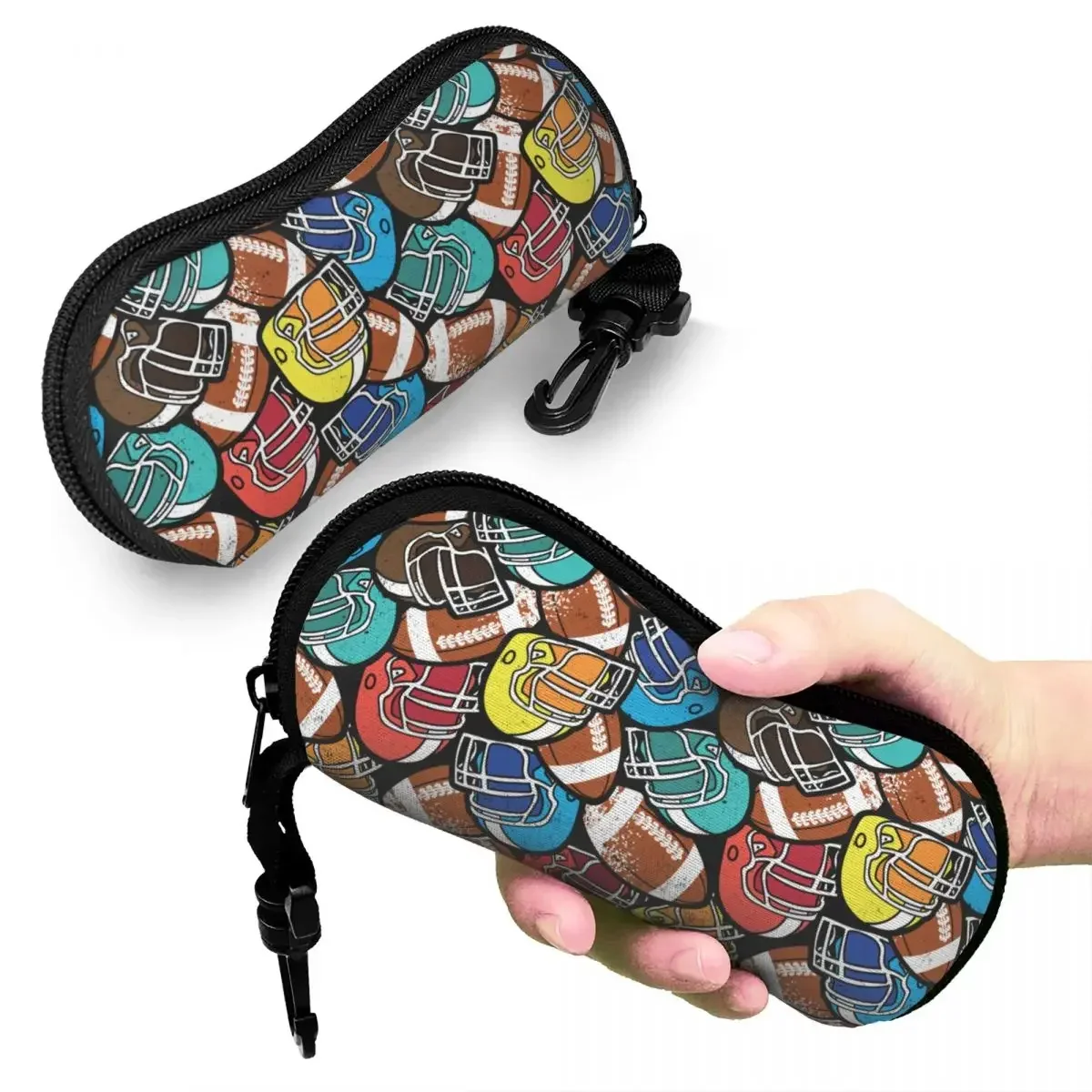 مخصص كرة القدم الأمريكية الرجبي النظارات القضية مع سستة النظارات الشمسية حقيبة النيوبرين المحمولة نظارات واقية حامل النظارات #5