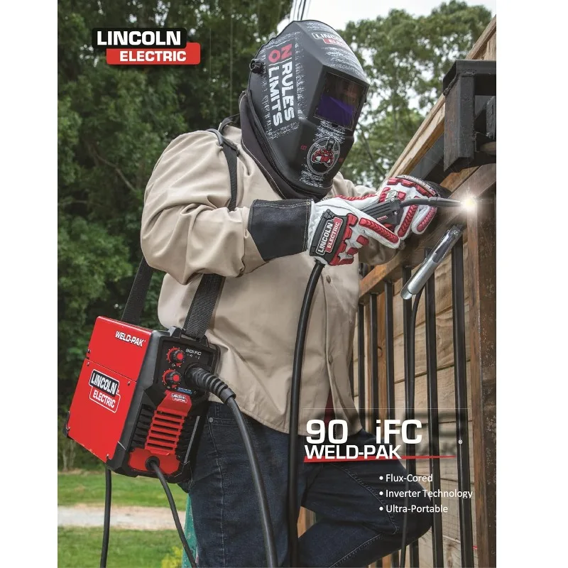 Lincoln Electric 90i FC Flux Core Wire Feed Weld-PAK Welder, 120V Welding Machine, Portable w/Shoulder Strap