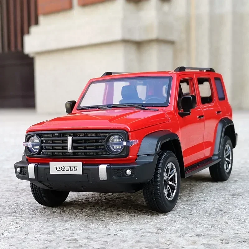 Tanque 300 Explorer Alloy Car Model, High Simulation Diecast, brinquedo de metal, coleção leve e som, presente para crianças, 1:24