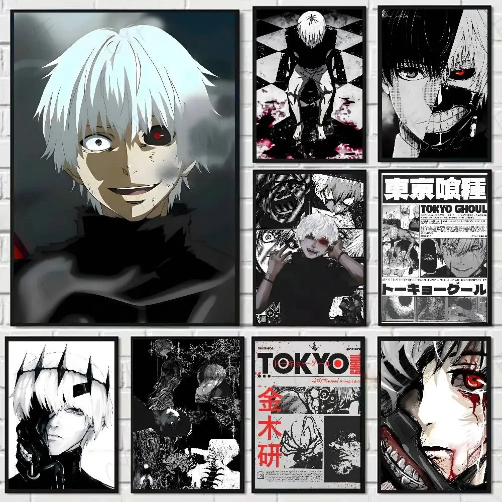Anime T-Tokyo Ghoul Poster HD-Kunstwand, wasserfest, für Zuhause, Wohnzimmer, Schlafzimmer, Bar, ästhetische Dekoration