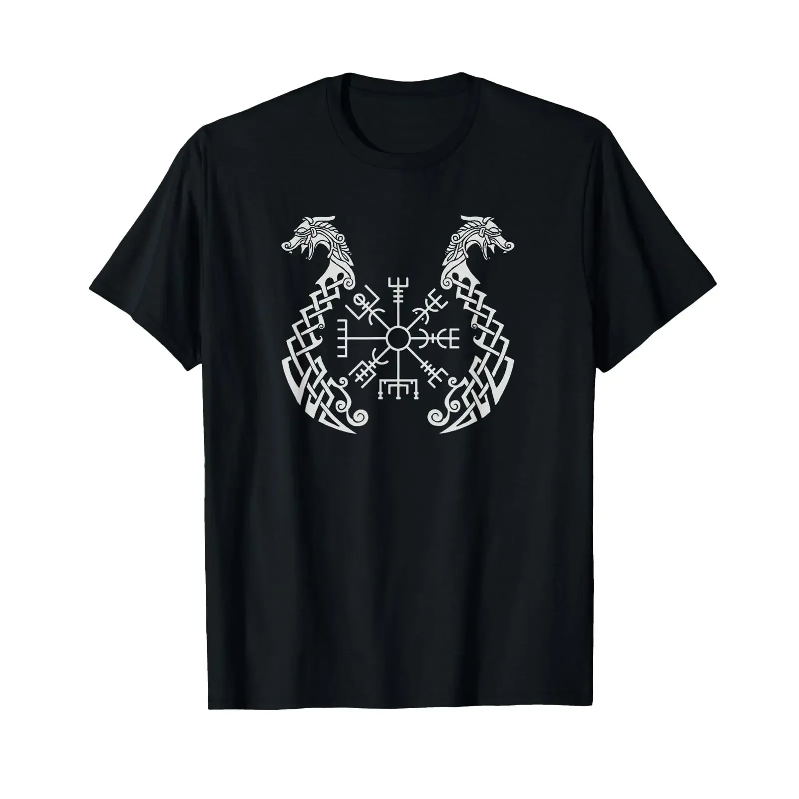 T-shirt Viking Helm of Awe Compass, style vintage, légèrement délavé, vêtements de créateur, élégant, unisexe, streetwear polyvalent et tendance