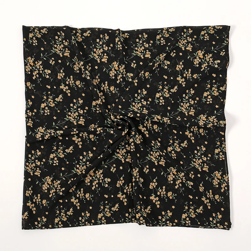 Fazzoletto in Chiffon con stampa di moda floreale elegante donna musulmana sciarpa quadrata da donna morbida Casual stole avvolgenti all\'ingrosso