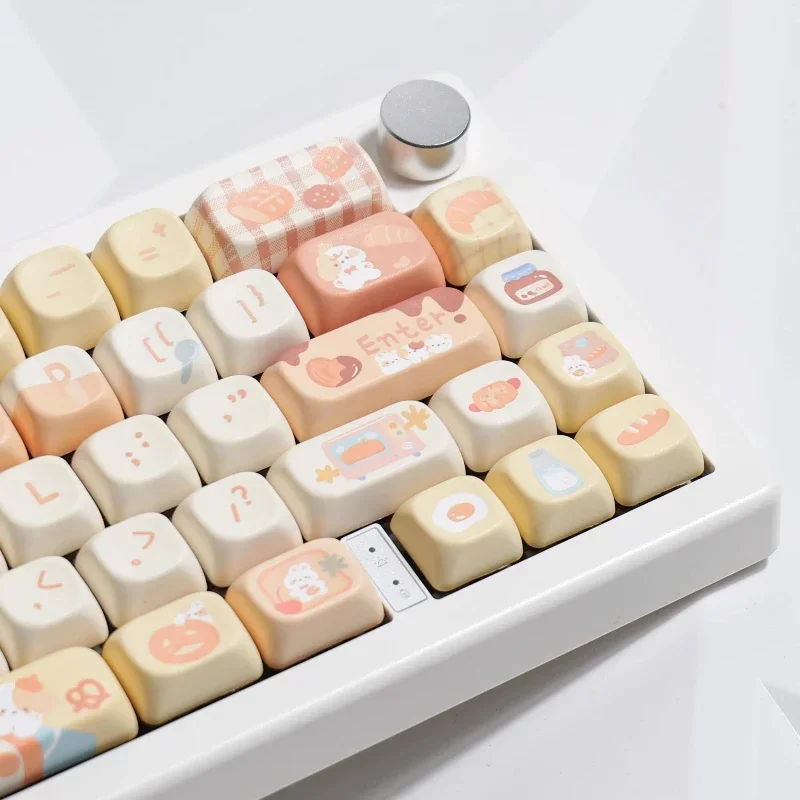 More Bread Keycaps Custom PBT FOA/FOX/MDA Profile Keycap Cute Cartoon Anime DIY Point Key Caps Original Design Artisan Key Cap