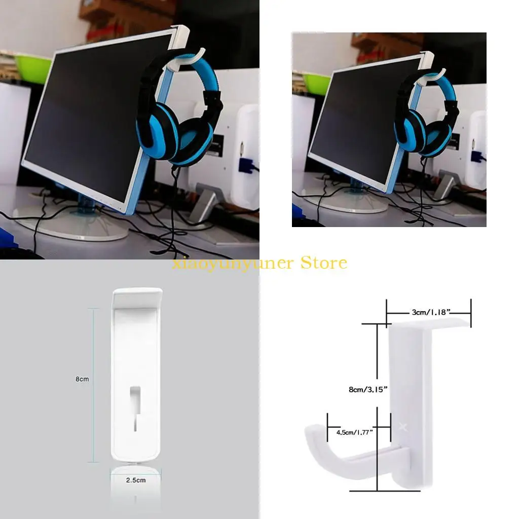 

P9JB Earphone Holder Headphone Headset Hanger Holder Hook Tape Sticker For Desk Pc Display Monitor Headphone Accessories