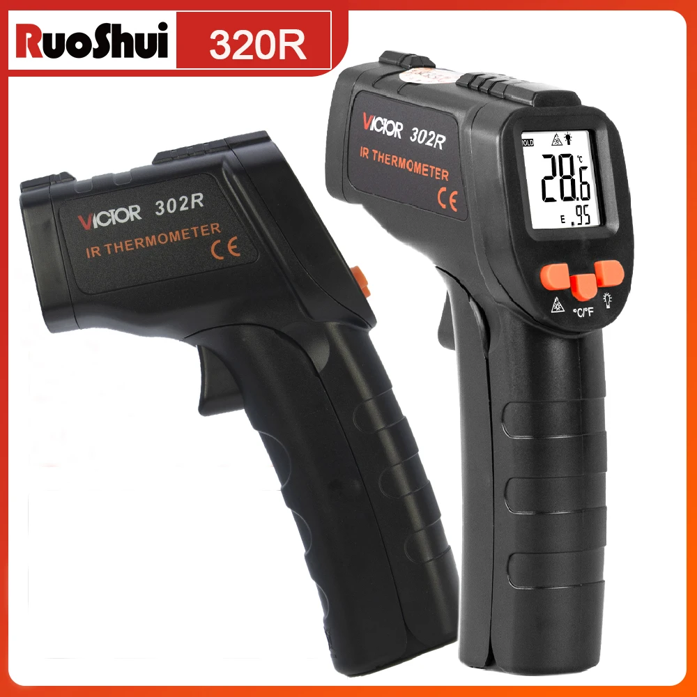 

VICTOR 320R Digital Infrared Thermometer Gun -26°F to 716°F (-32℃ to 380℃) Professional Industrial Laser Temperature Gun