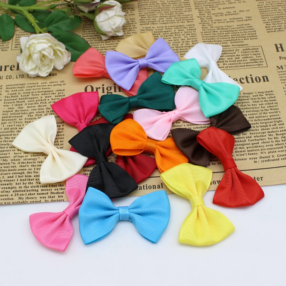 20 or 50pcs /lot 40-60mm Satin Ribbon Bows DIY Sewing Garment Wedding Decor Satin Ribbon Bows Decoration Bows