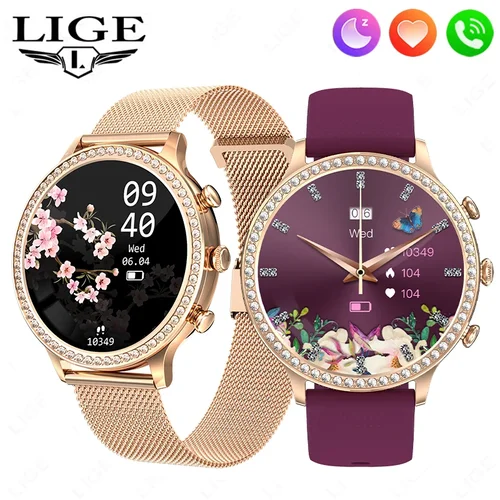 Reloj inteligente LIGE con llamada Bluetooth para mujer, esfera personalizada 2025, pulsera inteligente deportiva resistente al agua para Fitness, reloj inteligente con ritmo cardíaco, regalo para mujer