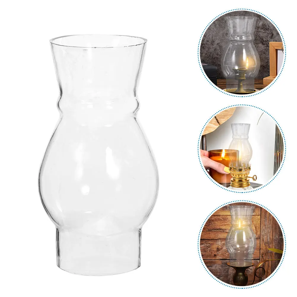 

2Pcs Glass Oil Lamp Chimney Vintage Clear Cover Replacement for Lamps Small Oil Lamp Shade Home Decor