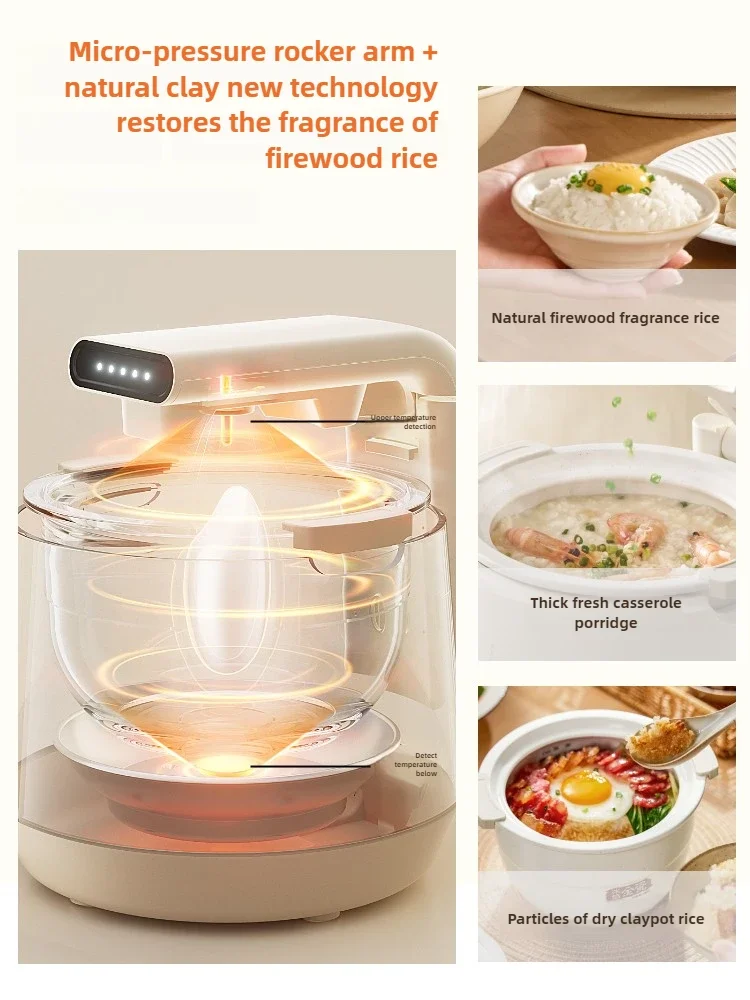 220 V 2 l elektrischer Reiskocher ohne Beschichtung, Keramik-Innenhaushaltsgeräte für die Küche, Multikocher