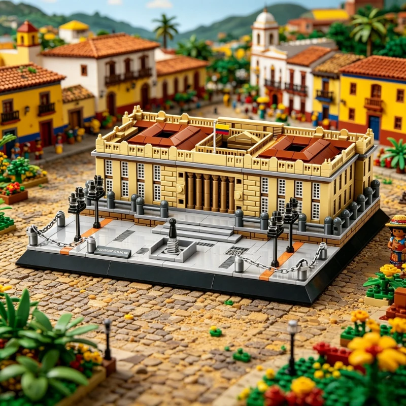 Modelo en Miniatura del Edificio Bolívar de Colombia, Bloques de Construcción Compatibles con Ladrillos Universales, Colección para Exhibición en Escritorio con Vista a la Ciudad