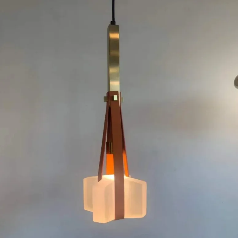 New Style Artificial Leather Pendant Light Clear White Resin For Bedroom Dining Room Kitchen Height Adjustable Hanging