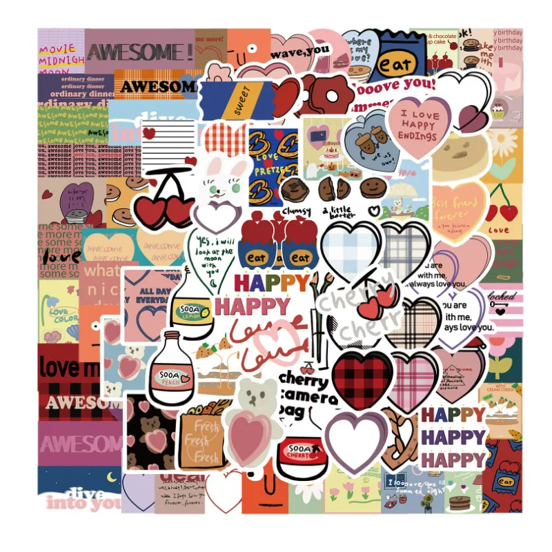 

10/50/90pcs Cartoon Ins Style Korean Sweet Sandwich Stickers Fridge Diy Car Travel Phone Laptop Decal Decor Toys Stickers