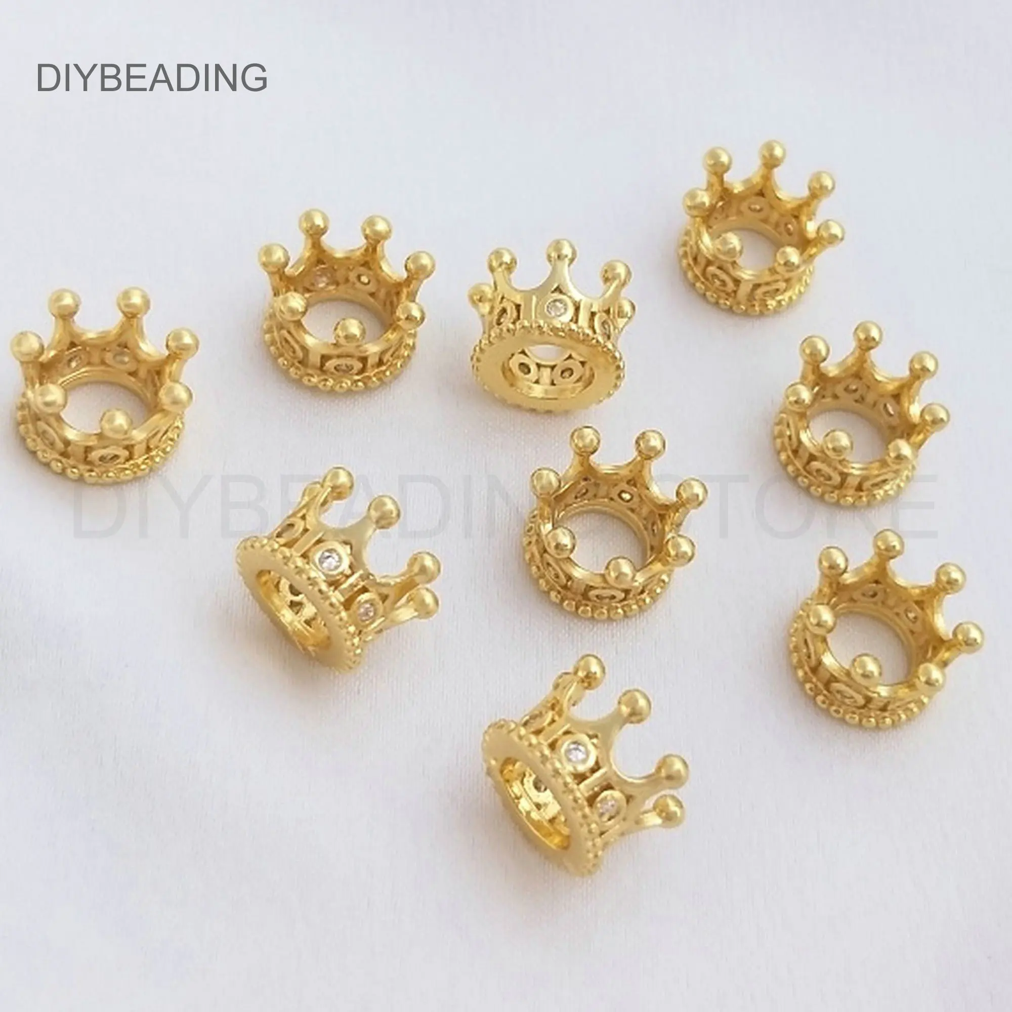 Gold Beads Frame for Jewelry Making 14K/ 18K Real Gold Plated Crown Charm Connector Component Finding Lots Wholesale Supply