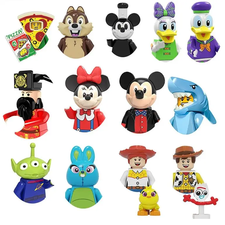 

Одиночные строительные блоки с героями мультфильмов, акула, хот-дог, выпускники, аниме-фигурки, мини-кирпич в сборе, детские игрушки