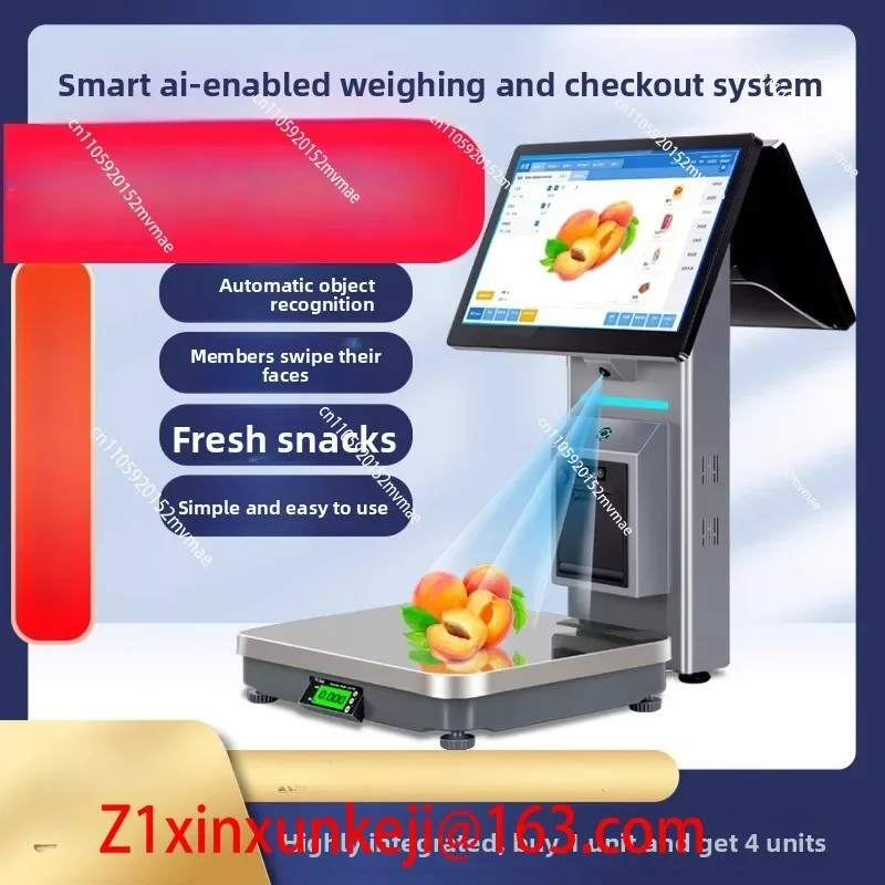 Touch Screen Dual Screen Large Scale Electronic Scale, Cooked Food Convenience Store, Fruit Store, Weighing and Payment Machine