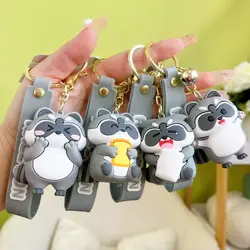 1 PCS Funny Raccoon Keychain Cartoon Design Earphone Case Pendant Creative Animal Shape Keyring For Gift