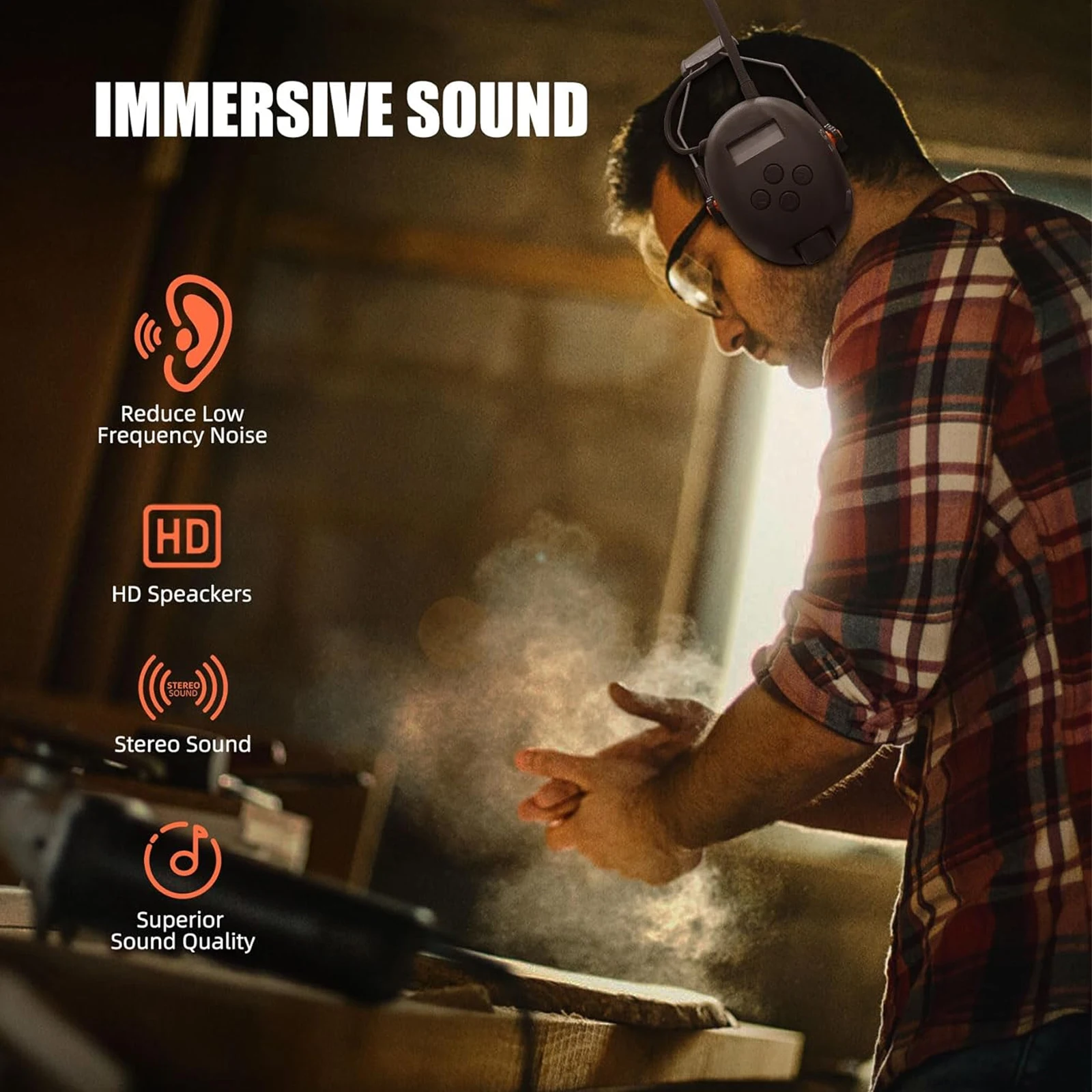 NEW Bluetooth 5.3 Hearing Protection AM FM Radio Headphones, 25dB NRR Noise Reduction Safety Earmuffs  for Mowing Workshops