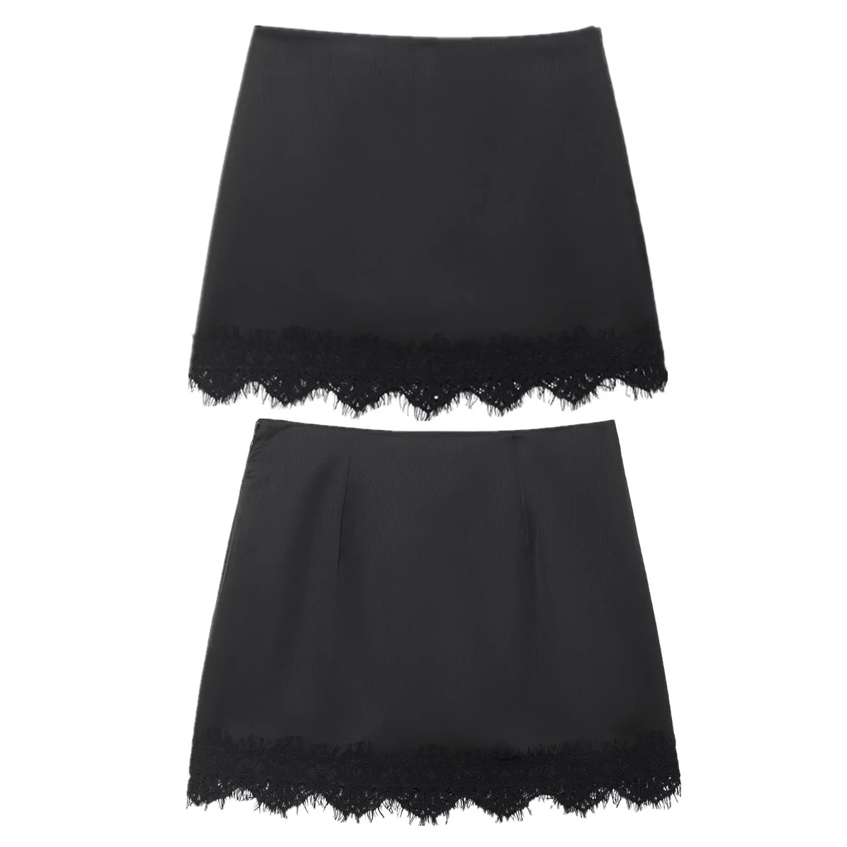

Maxdutti French Woman Clothing Minimalist Black Lace Skirt Sexy And Elegant High Waisted Mini Skirt Woman Clothing Faldas Skirts
