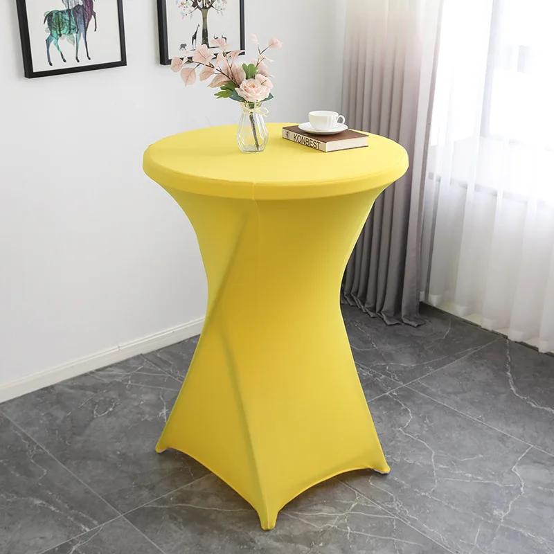 Factory Direct Sales Bar Table Cloth Solid Color Cocktail High Bar Table Cover Lifting Round Elastic Table Cover