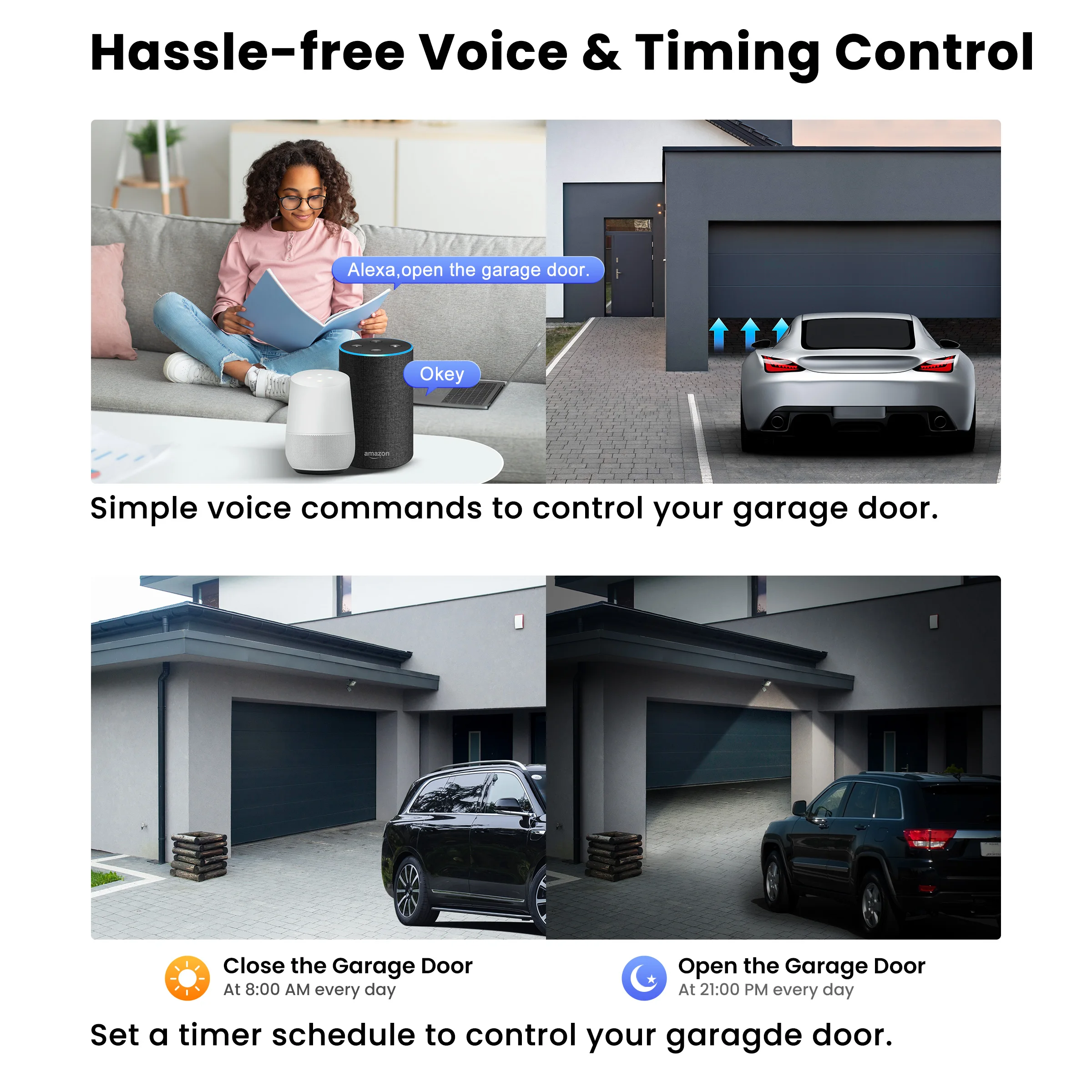 GIRIER Smart WiFi Garage Door Opener with Camera Monitor 1080P Smart Garage Camera Support 2-way Talk Work with Alexa Hey Google