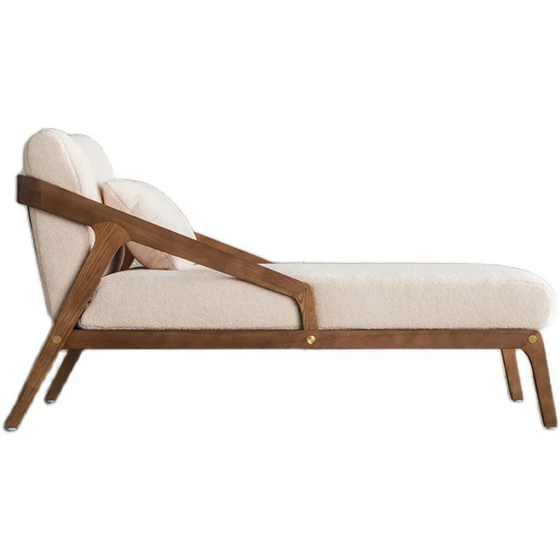 

Living room lamb wool single sofa chair recliner beauty couch ash wood toffee chair