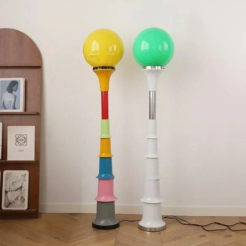 

Roman Column Floor Lamp Retro Art Led Macaron Standing Lights Design Living Room Children's Room Study Room Vertical Candy Lamp