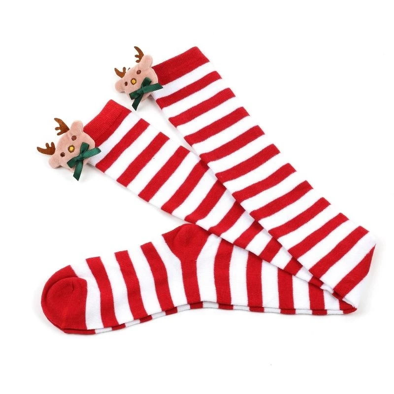 

Рождественские плюшевые чулки с оленями в полоску, карнавальный костюм, гольфы, 15UB