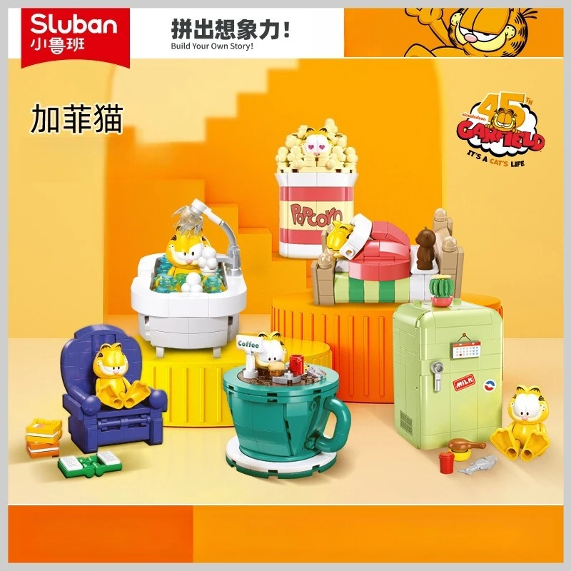 

Sluban New Yellow Cat Building Blocks Street View Fashion Toys Tabletop Decoration