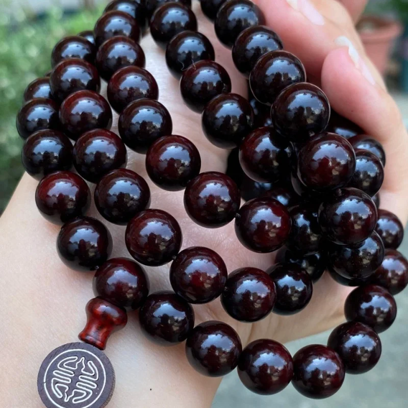 Authentic Indian small-leaf 1.0*108 beads rosewood high oil density old material bracelet