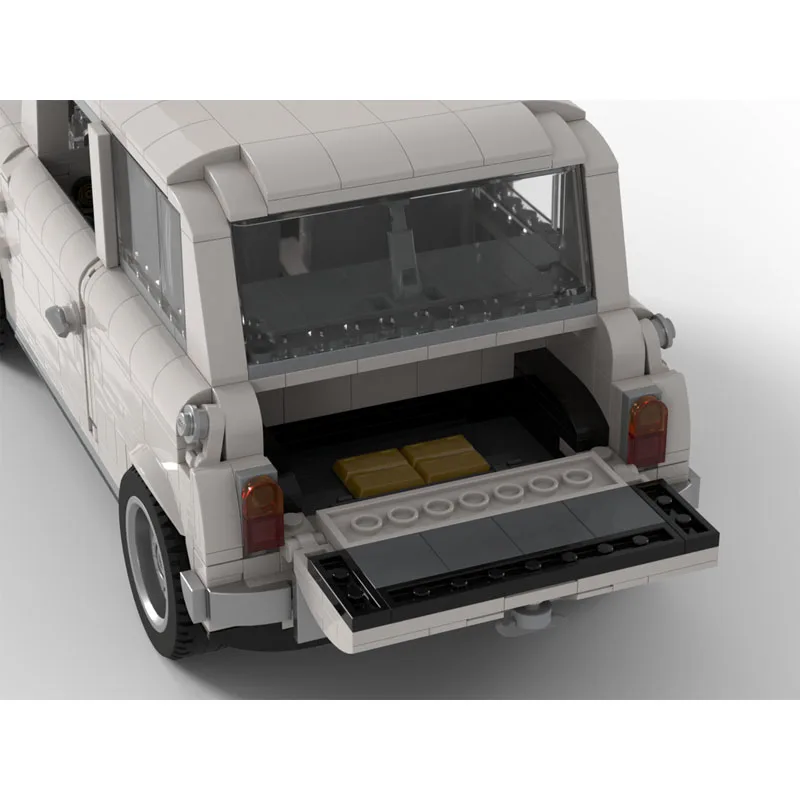 MOC-146927 Classic Mini White Movie Car Building Block Model, 1170 Parts, Boys' and Children's Birthday Building Block Toy Gift