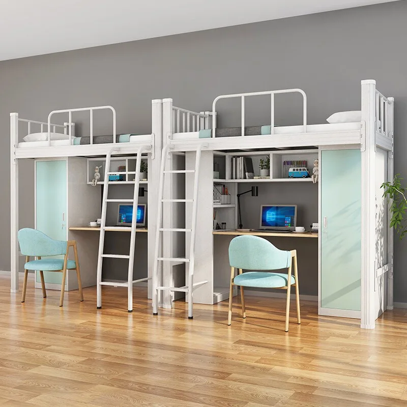 

Upper Bed Lower Table Dormitory Apartment School Combination School Iron Frame Elevated Bed Wardrobe Desk