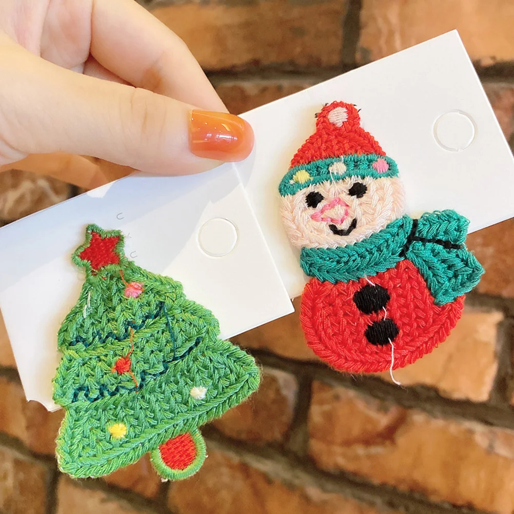 

5Pcs Children's Xmas Hair Clips Knitted Christmas Hairpins Cute Soft Elastic Hair Accessories Christmas Barrettes for Girls