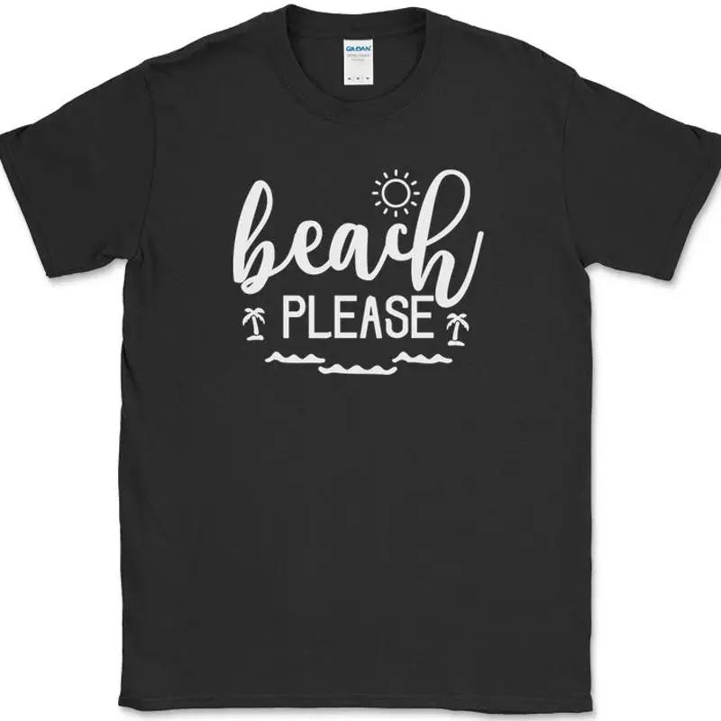 

Beach Please T-Shirt Funny Ocean Family Vacation Humor Gift Text Tee