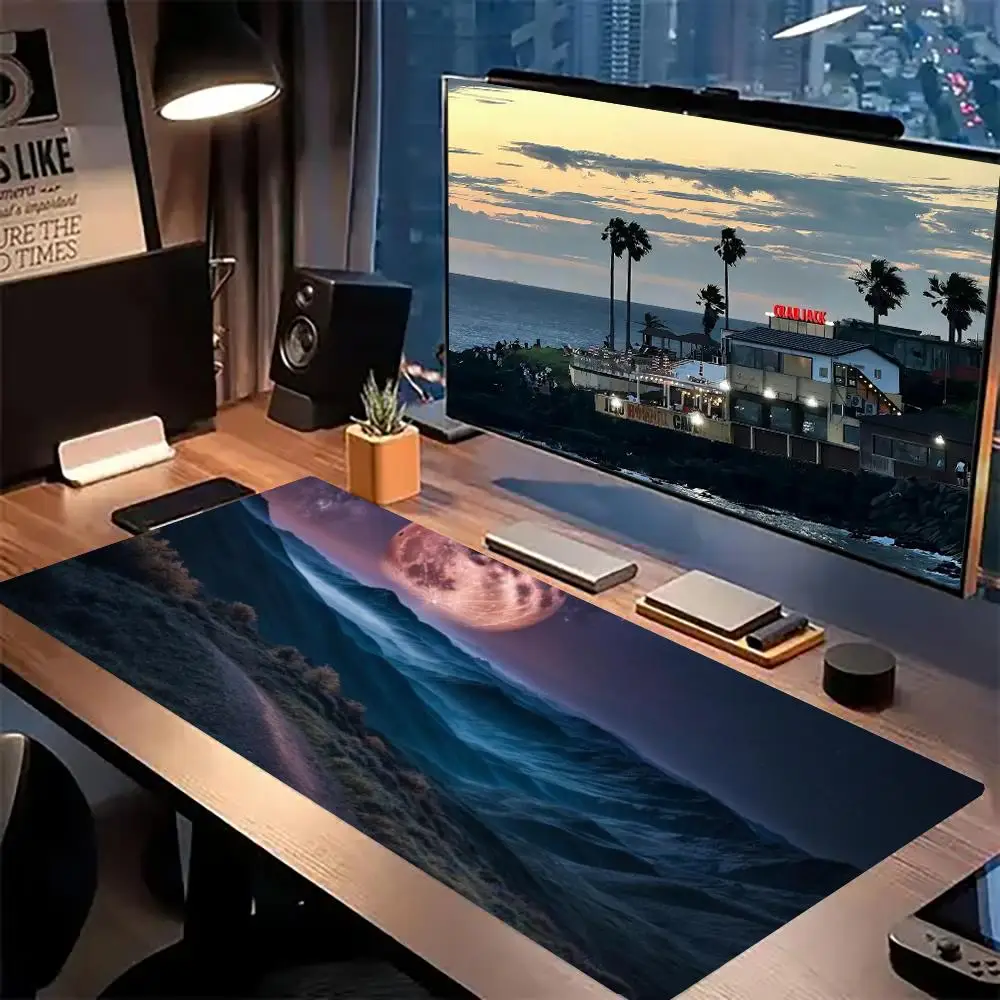 

Cosmic Mountain Path Mouse Pad - Unique Celestial Moon & Valley Design, Ergonomic Desk Mat for Work & Gaming