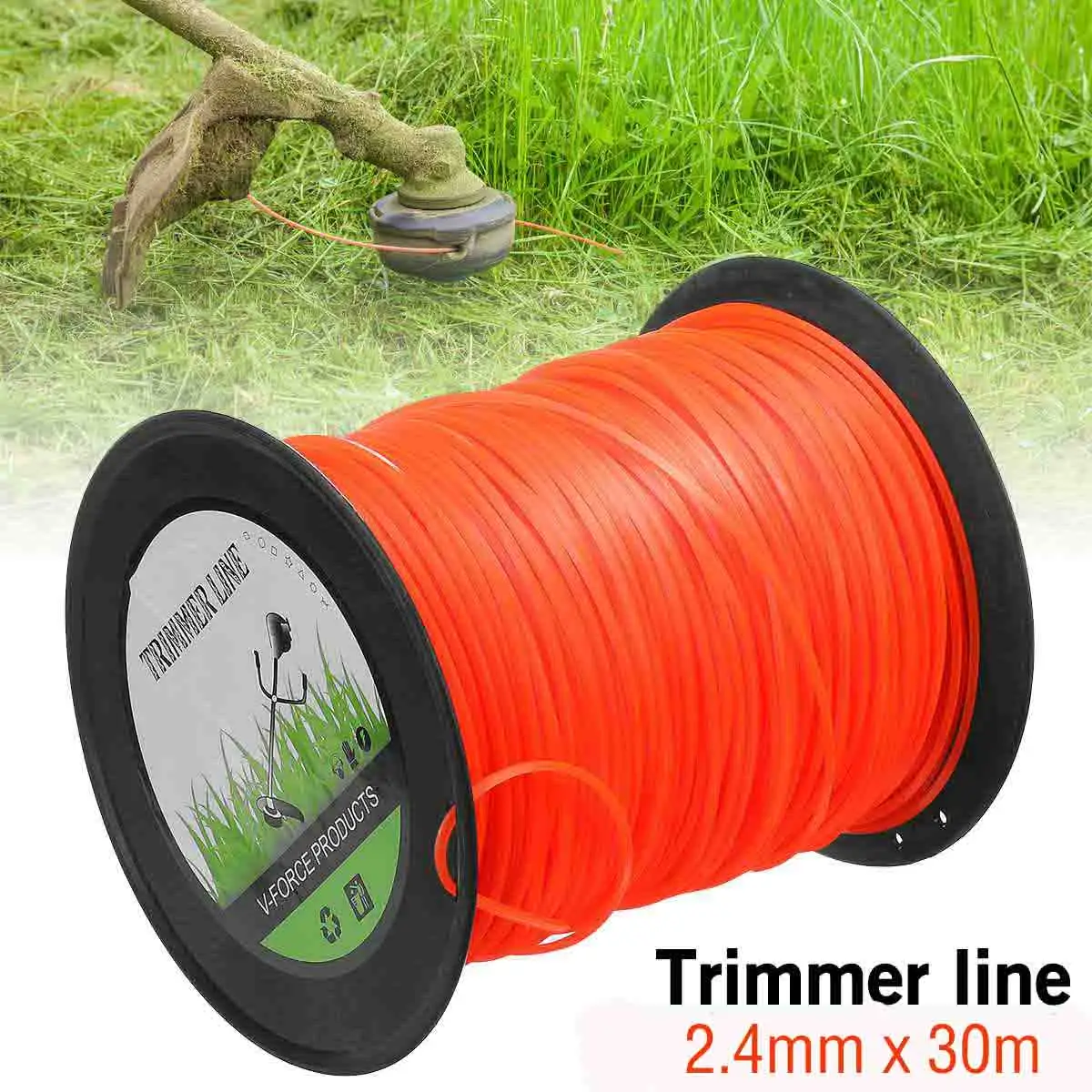 1Roll 2.4mm 30m/50m Trimmer Line Garden Tool Nylon Round Mowing Trimmer Line Brushcutter Trimmer Cord Line Wire Orange Rope Line