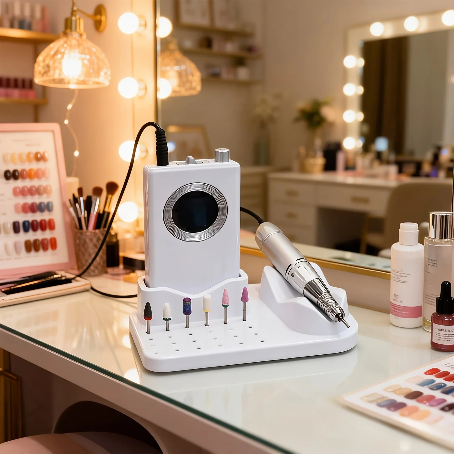 Nagelbohrer-Halter & Organizer, 24-Loch-Basis mit Klemme für Nagelbohrmaschine und Schleifstift, Desktop-Aufbewahrungsbox – Detail 5