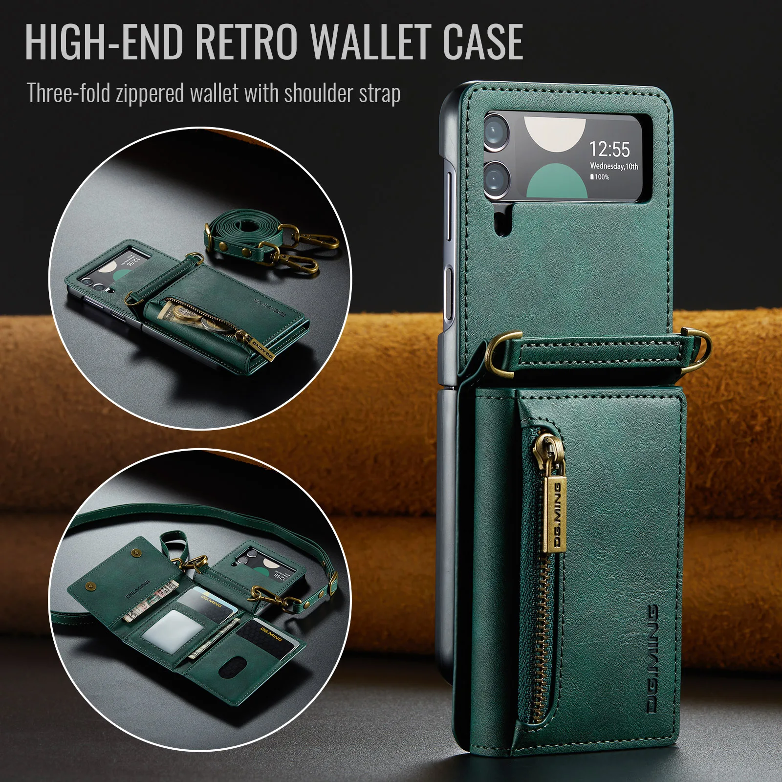 

2in1 removable leather card holder Z Flip 4 MagSafe phone case Samsung Galaxy Z Flip 5/6 magnetic wallet shockproof cover Flip3