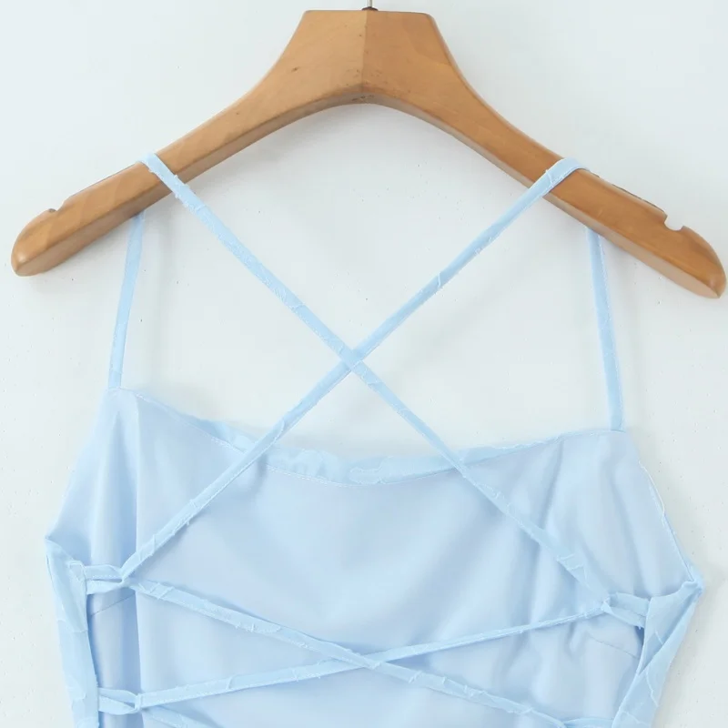 Alça cruzada emagrecedora longa Dr em tecido de cetim azul macio com bordado suave Fre Sle para vários ocns