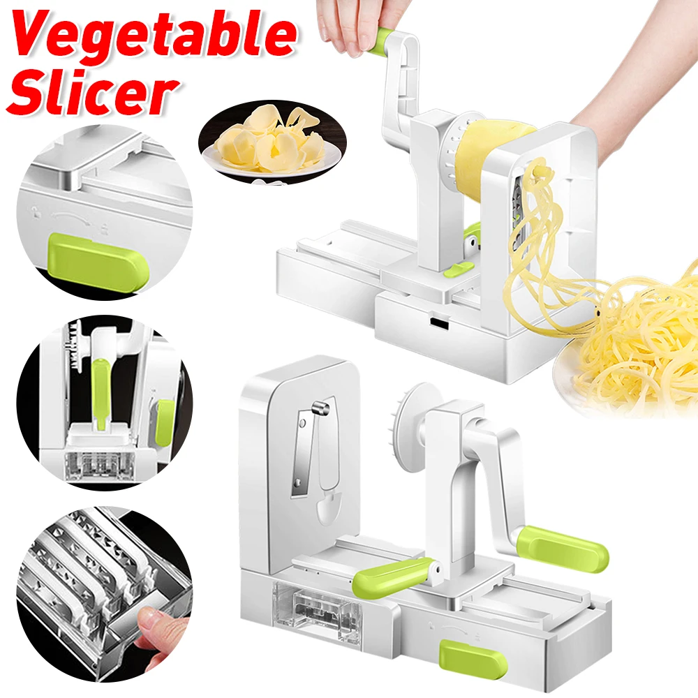 

Foldable Vegetable Spiralizer with Extra Blade Box Handheld Vegetable Shredder with Handle for Kitchen Cucumber Potato Zucchini