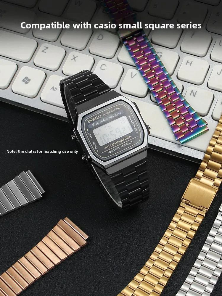 

Подходит для часов Casio Small Square из нержавеющей стали с маленьким золотым циферблатом AE1200/1300/1000AQ-230LA-680