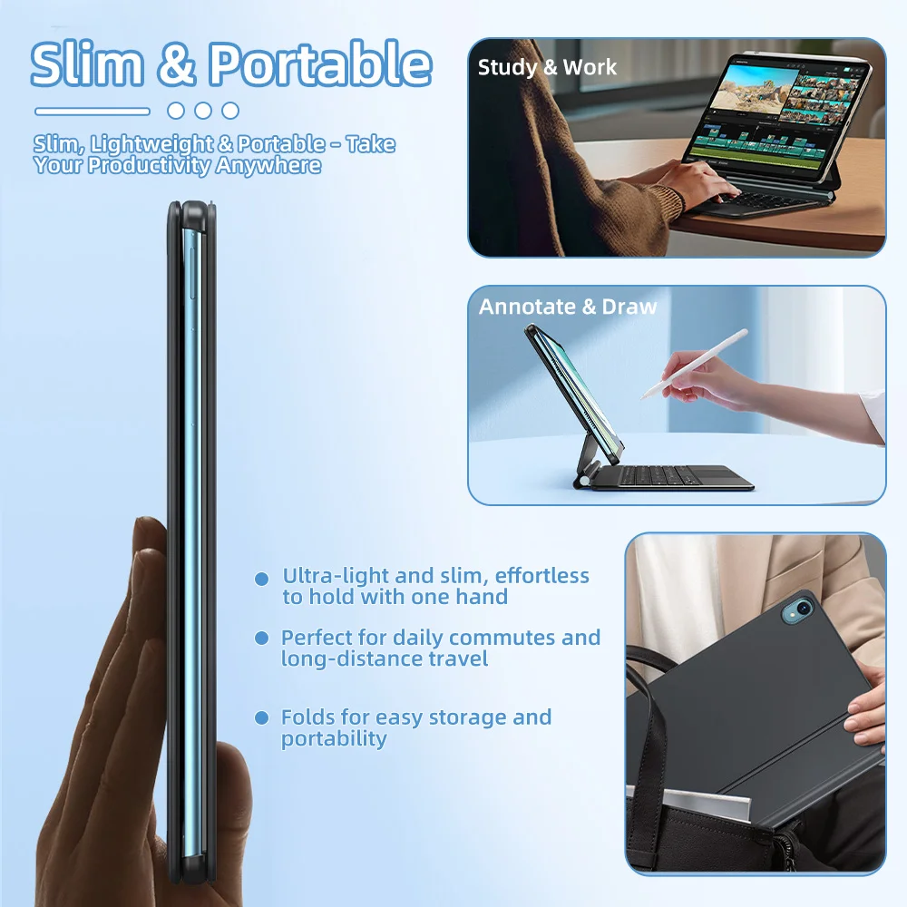 Wireless Backlit Keyboard Case with Trackpad For iPad 11th Gen A16 10th Air 4 5 6 Pro 11 13 M4 12.9 Magnetic Stand Folio Cover view 5