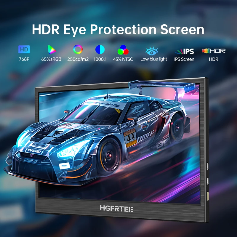شاشة محمولة HGFRTEE مقاس 11.6 بوصة شاشة كمبيوتر محمول 768 شاشة خارجية مناسبة لأجهزة الكمبيوتر المحمول والكمبيوتر المدمج في مكبرات الصوت