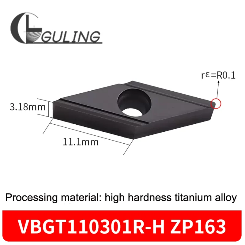 GULING 10PCS Alloy Fine Turning Blade VBGT110302R L-H CNC Automatic Lathe Walking Machine Diamond Fine Turning Carbide Insert